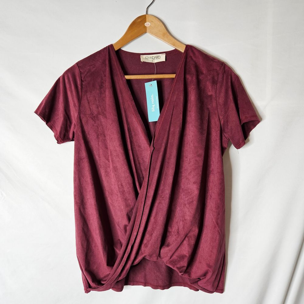 Standard People's Project Burgundy Crossover Short Sleeve Top sz M NWT